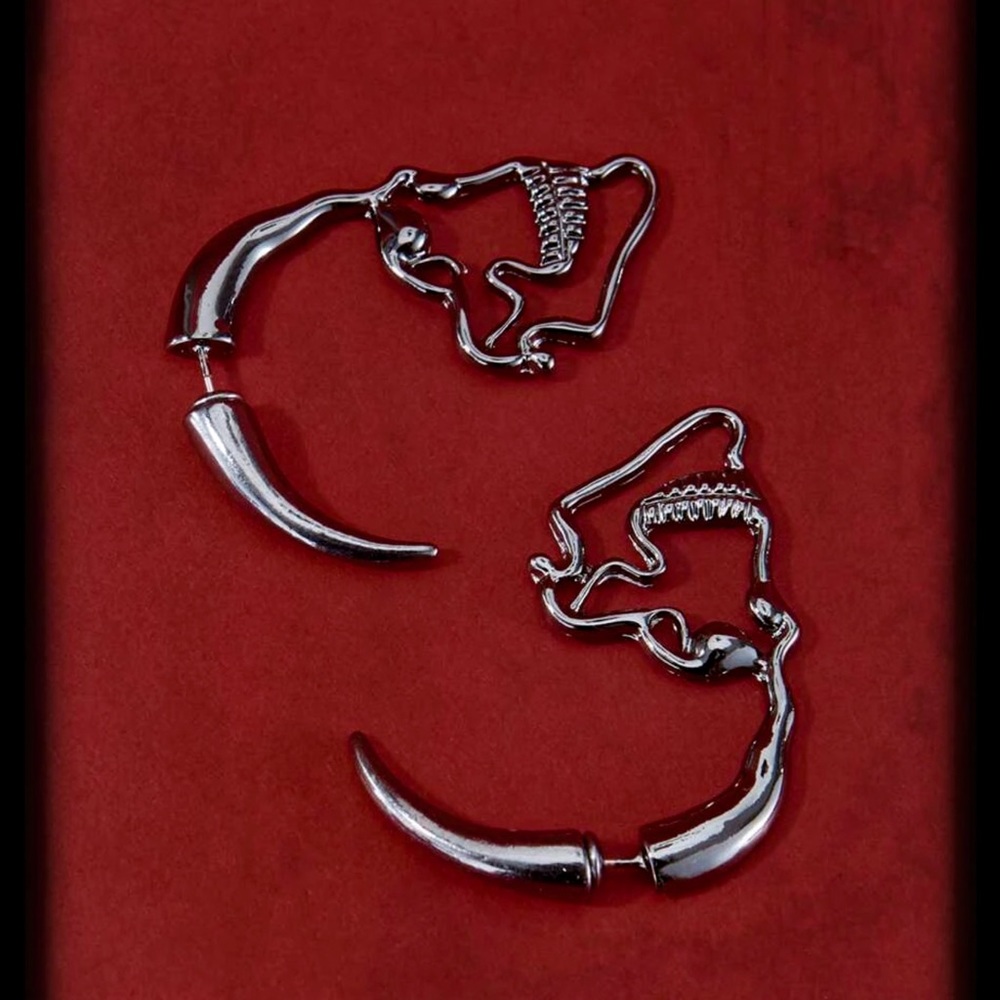 Any 3/$25! Gunmetal Skull Studs w/Jacket Backs Earrings - Picture 3 of 7